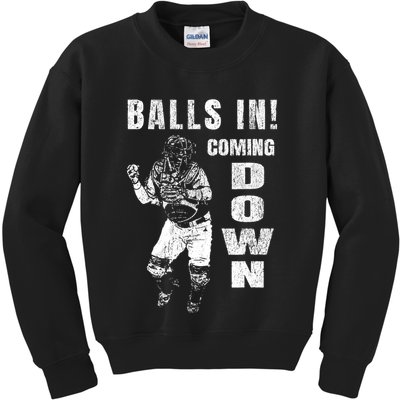 Baseball Catcher - Balls In - Coming Down - Baseball Kids Sweatshirt