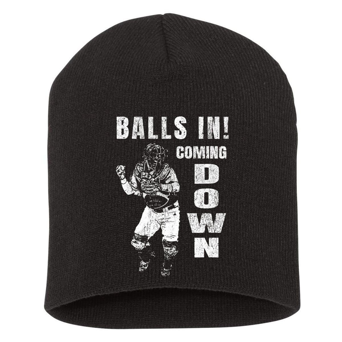 Baseball Catcher - Balls In - Coming Down - Baseball Short Acrylic Beanie