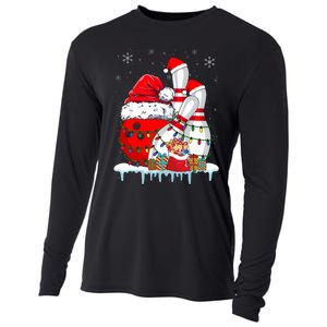 Bowling Christmas Bowling Santa Hat Christmas Lights Cooling Performance Long Sleeve Crew