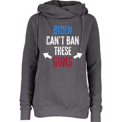 Biden Can't Ban Gift These Guns Gym Workout Funny Weightlifting Gift Womens Funnel Neck Pullover Hood