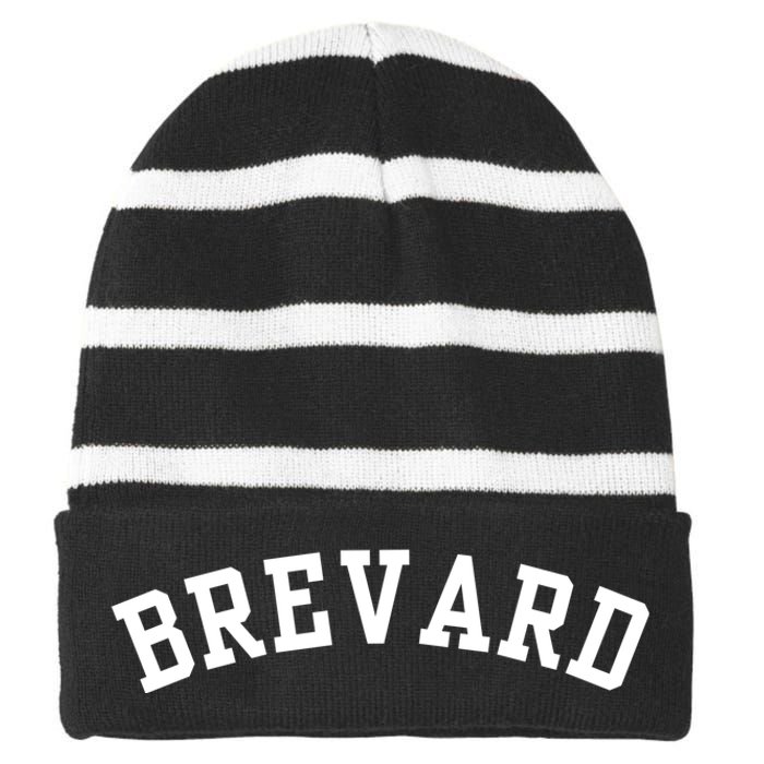 Brevard College Striped Beanie with Solid Band