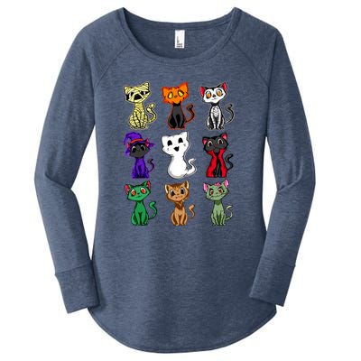 Black Cat Boo Halloween Cute Cat Costume Girls Women's Perfect Tri Tunic Long Sleeve Shirt