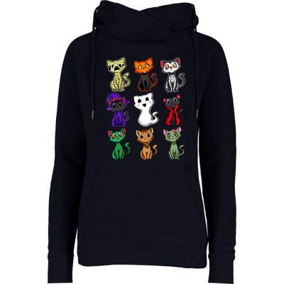 Black Cat Boo Halloween Cute Cat Costume Girls Womens Funnel Neck Pullover Hood