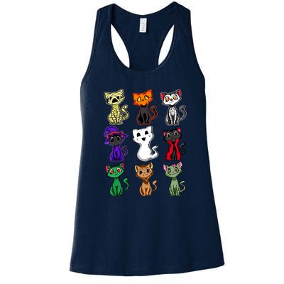 Black Cat Boo Halloween Cute Cat Costume Girls Women's Racerback Tank