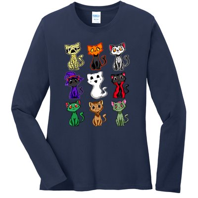 Black Cat Boo Halloween Cute Cat Costume Girls Ladies Long Sleeve Shirt