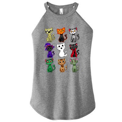 Black Cat Boo Halloween Cute Cat Costume Girls Women’s Perfect Tri Rocker Tank