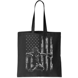 Baseball Catcher Baseball Usa Flag Tote Bag