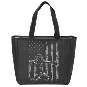 Baseball Catcher Baseball Usa Flag Zip Tote Bag