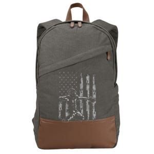 Baseball Catcher Baseball Usa Flag Cotton Canvas Backpack