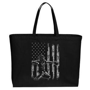 Baseball Catcher Baseball Usa Flag Cotton Canvas Jumbo Tote