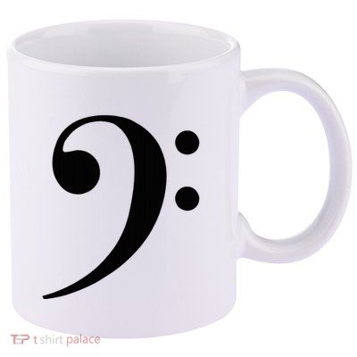 Bass Clef 11oz C Handle Ceramic Mug