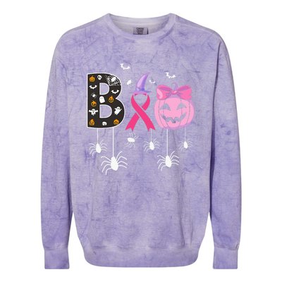 Breast Cancer Boo Halloween Breast Cancer Awareness Colorblast Crewneck Sweatshirt