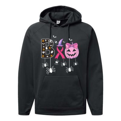 Breast Cancer Boo Halloween Breast Cancer Awareness Performance Fleece Hoodie