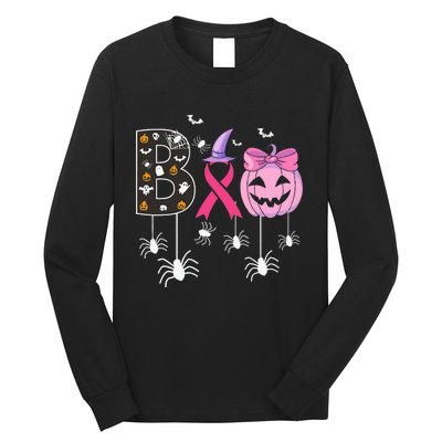 Breast Cancer Boo Halloween Breast Cancer Awareness Long Sleeve Shirt