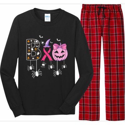 Breast Cancer Boo Halloween Breast Cancer Awareness Long Sleeve Pajama Set