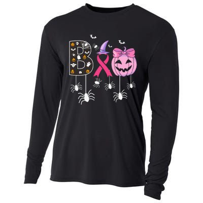 Breast Cancer Boo Halloween Breast Cancer Awareness Cooling Performance Long Sleeve Crew