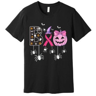 Breast Cancer Boo Halloween Breast Cancer Awareness Premium T-Shirt