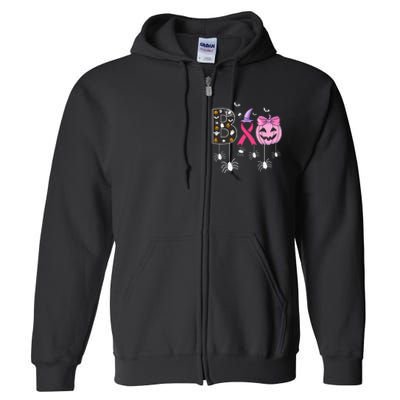 Breast Cancer Boo Halloween Breast Cancer Awareness Full Zip Hoodie