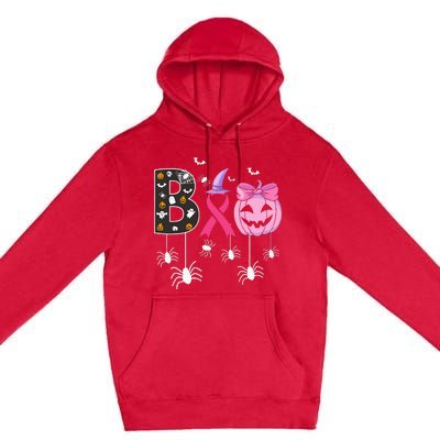 Breast Cancer Boo Halloween Breast Cancer Awareness Premium Pullover Hoodie