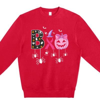 Breast Cancer Boo Halloween Breast Cancer Awareness Premium Crewneck Sweatshirt