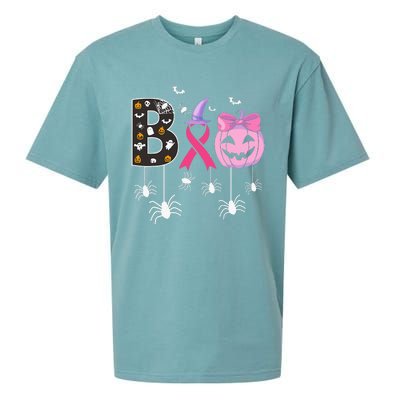 Breast Cancer Boo Halloween Breast Cancer Awareness Sueded Cloud Jersey T-Shirt