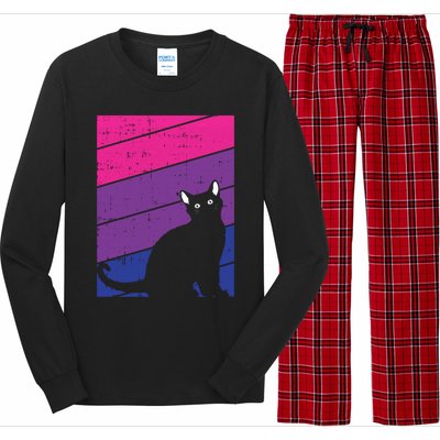 Black Cat Bisexual Pride Kitten Lover Lgbtq Proud Ally Bi Gift Long Sleeve Pajama Set