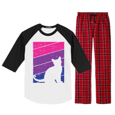 Black Cat Bisexual Pride Kitten Lover Lgbtq Proud Ally Bi Gift Raglan Sleeve Pajama Set