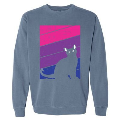 Black Cat Bisexual Pride Kitten Lover Lgbtq Proud Ally Bi Gift Garment-Dyed Sweatshirt