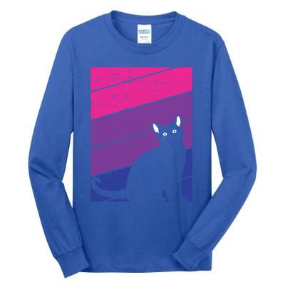 Black Cat Bisexual Pride Kitten Lover Lgbtq Proud Ally Bi Gift Tall Long Sleeve T-Shirt