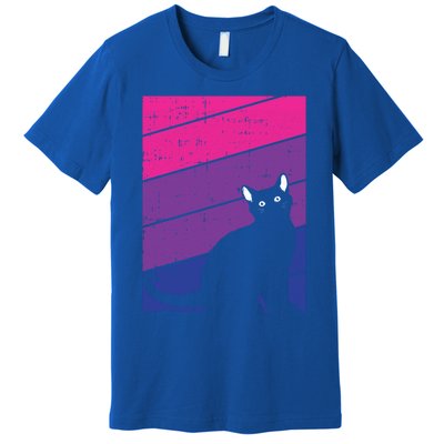 Black Cat Bisexual Pride Kitten Lover Lgbtq Proud Ally Bi Gift Premium T-Shirt