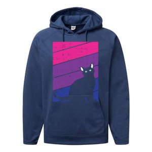 Black Cat Bisexual Pride Kitten Lover Lgbtq Proud Ally Bi Gift Performance Fleece Hoodie