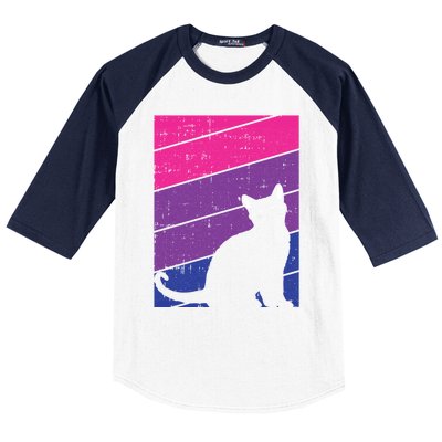 Black Cat Bisexual Pride Kitten Lover Lgbtq Proud Ally Bi Gift Baseball Sleeve Shirt