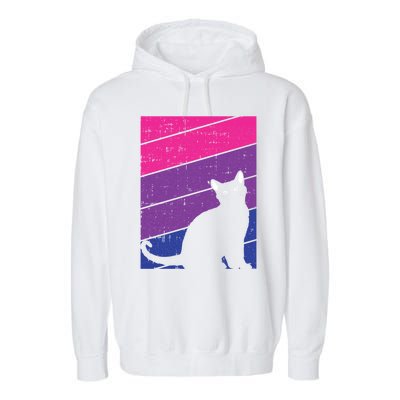 Black Cat Bisexual Pride Kitten Lover Lgbtq Proud Ally Bi Gift Garment-Dyed Fleece Hoodie