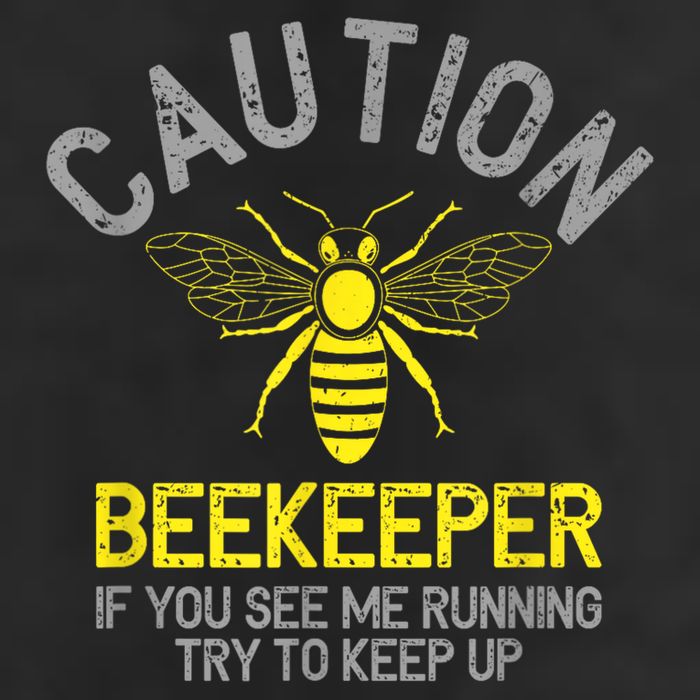 Beekeeper Caution Beekeeping Funny Bee Lover Gift 7 Panel Mesh Trucker Snapback Hat