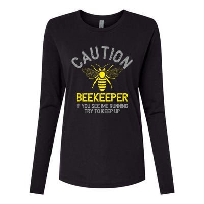 Beekeeper Caution Beekeeping Funny Bee Lover Gift Womens Cotton Relaxed Long Sleeve T-Shirt