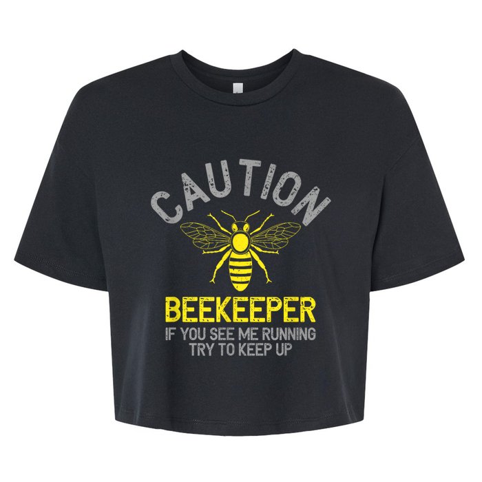 Beekeeper Caution Beekeeping Funny Bee Lover Gift Bella+Canvas Jersey Crop Tee