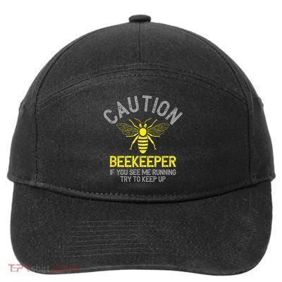 Beekeeper Caution Beekeeping Funny Bee Lover Gift 7-Panel Snapback Hat