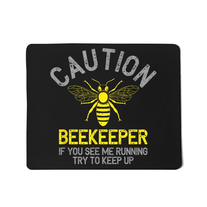 Beekeeper Caution Beekeeping Funny Bee Lover Gift Mousepad