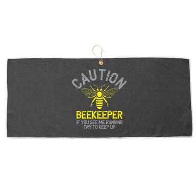 Beekeeper Caution Beekeeping Funny Bee Lover Gift Large Microfiber Waffle Golf Towel