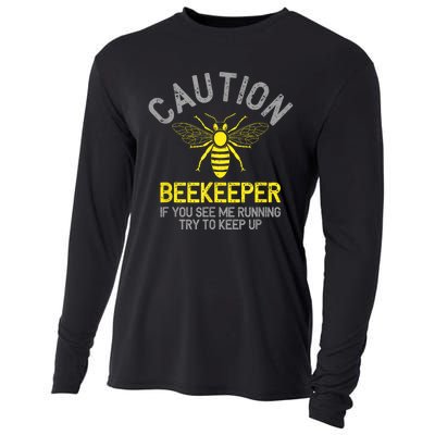 Beekeeper Caution Beekeeping Funny Bee Lover Gift Cooling Performance Long Sleeve Crew