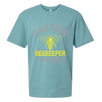 Beekeeper Caution Beekeeping Funny Bee Lover Gift Sueded Cloud Jersey T-Shirt