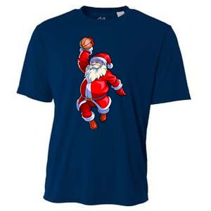 Basketball Christmas Boy Basketball Santa Claus Cooling Performance Crew T-Shirt