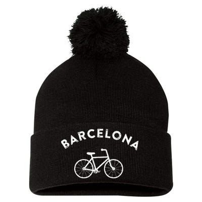 Barcelona City Bike Retro Cycling Spain Pom Pom 12in Knit Beanie