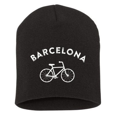 Barcelona City Bike Retro Cycling Spain Short Acrylic Beanie