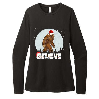 Believe Christmas Bigfoot Holiday Womens CVC Long Sleeve Shirt