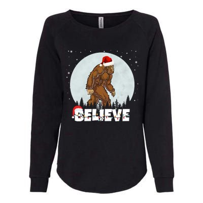 Believe Christmas Bigfoot Holiday Womens California Wash Sweatshirt