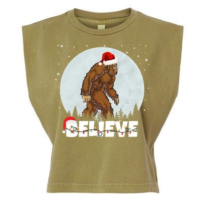 Believe Christmas Bigfoot Holiday Garment-Dyed Women's Muscle Tee