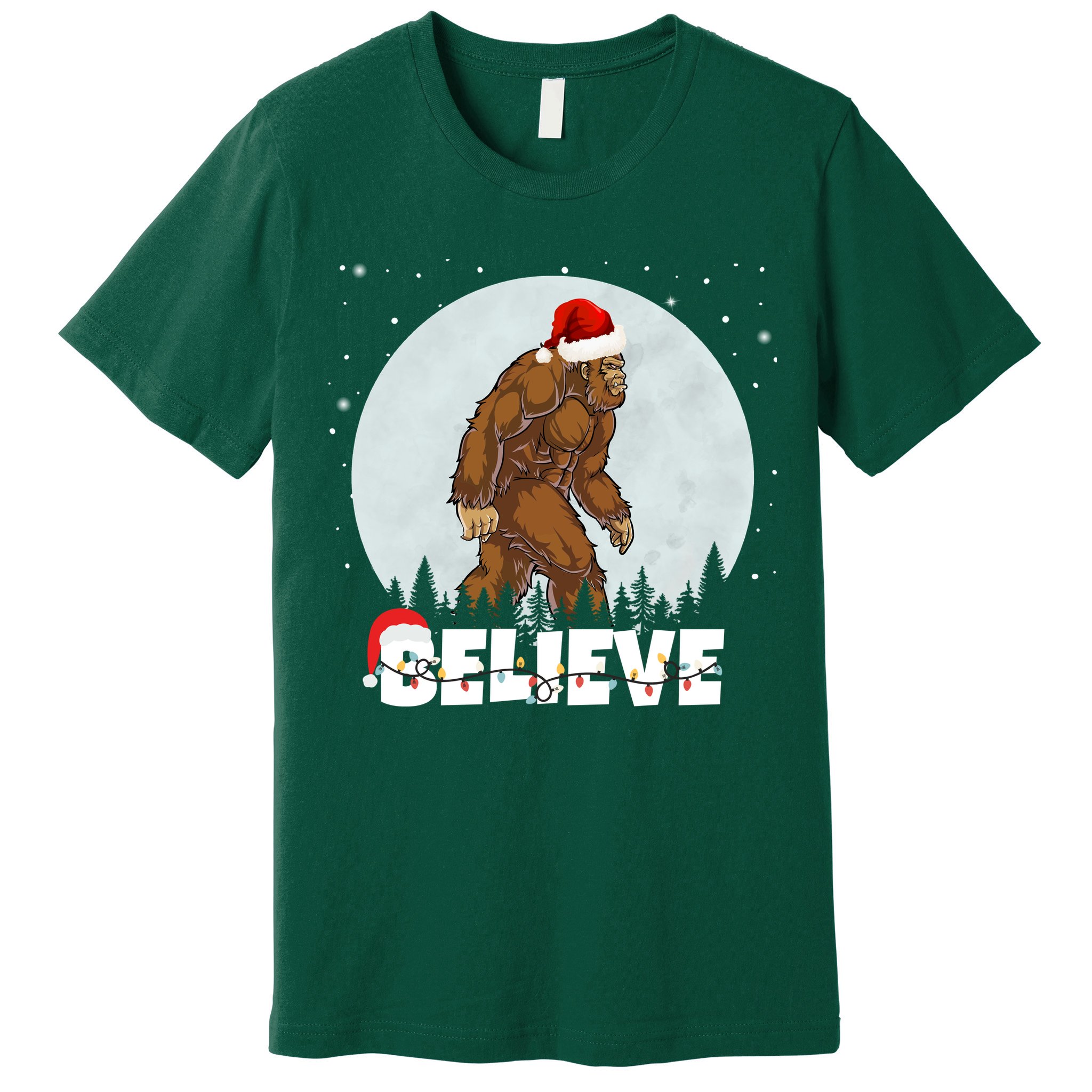Believe Christmas Bigfoot Holiday Premium T-Shirt