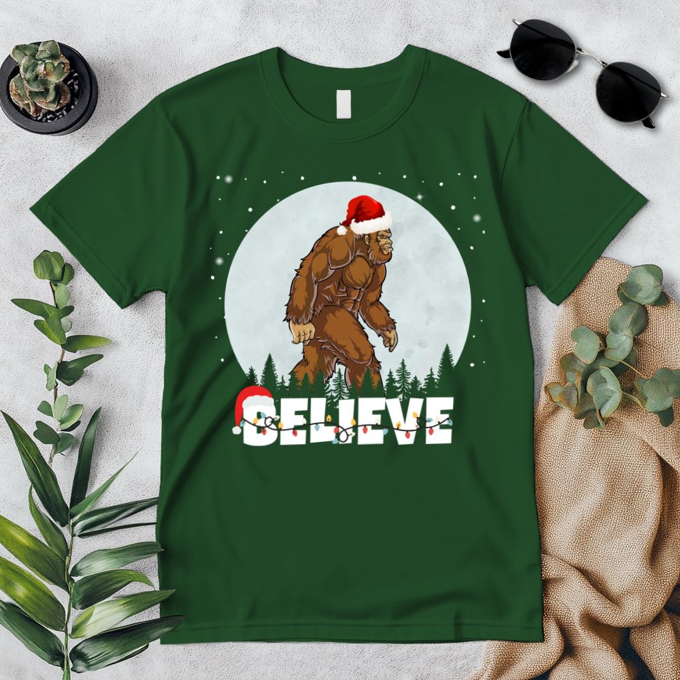 Believe Christmas Bigfoot Holiday Premium T-Shirt