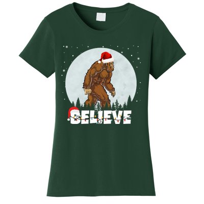 Believe Christmas Bigfoot Holiday Women's T-Shirt